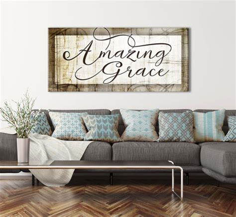 Christian Wall Art Amazing Grace V8 Wood Frame Ready To Hang Sense