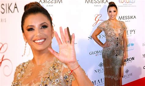 Eva Longoria Oozes Golden Glamour In Flapper Dress Daily Mail Online