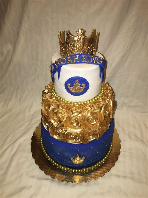 Write the name of the kid on this 2nd birthday cake & wish them in a fabulous way. Prince gold crown boy baby shower cake by Inphinity ...