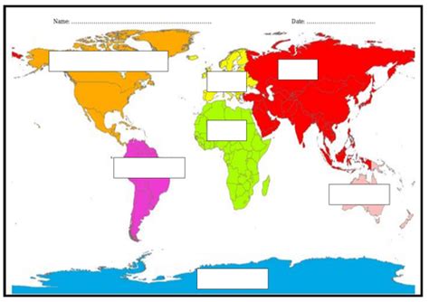 Label The Continents Worksheet Teaching Resources