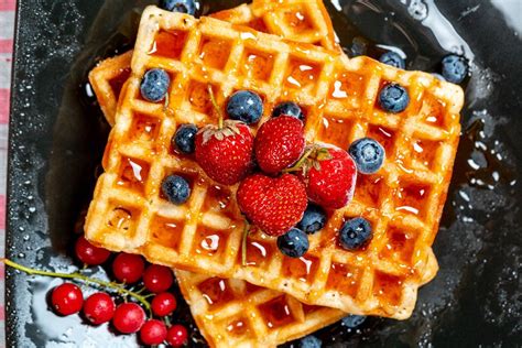 Belgian Or French Waffles For Breakfast Creative Commons Bilder