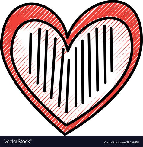Heart Love Romance Passion Stripes Drawn Vector Image