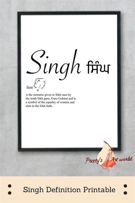 Singh Definition Printable Punjabi Artwork Home Décor | Good thoughts quotes, Positive quotes ...