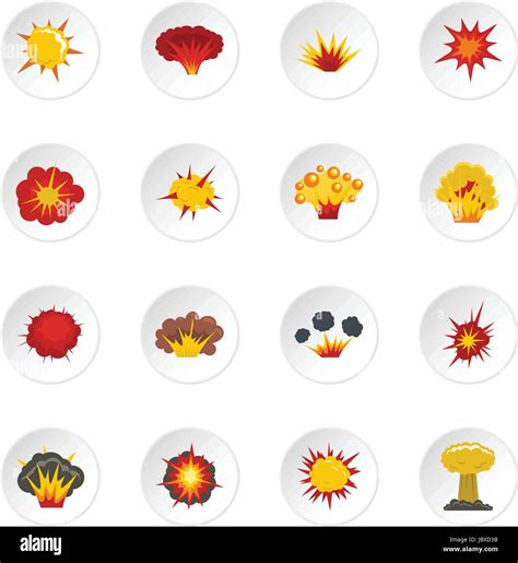 Explosion Icons Set In Flat Style Stock Vector Image And Art Alamy