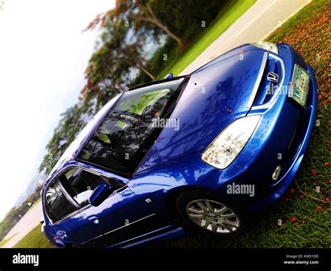 Blue Honda Civic Sedan Xmf 209 License Plate Stock Photo Alamy