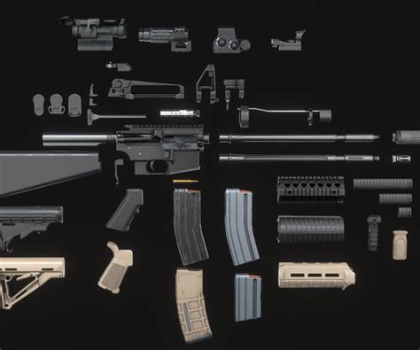 Artstation M4 Carbine With Attachments Game Assets