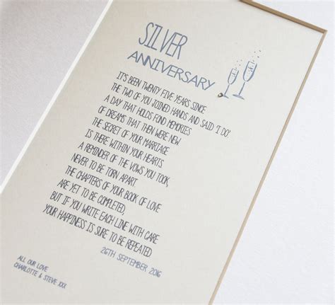 Personalised Silver Wedding Anniversary Print By Dotty Dora Designs