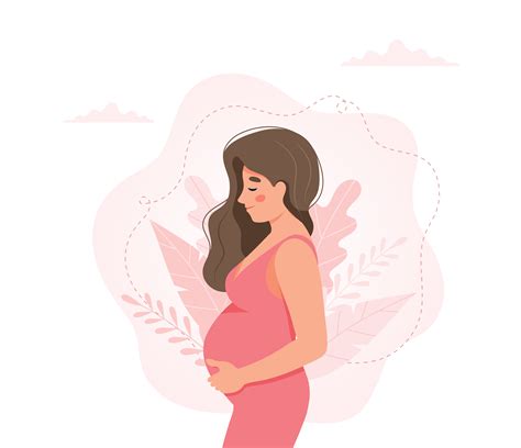 Pregnant Woman Concept Vector Illustration In Cute Cartoon Style