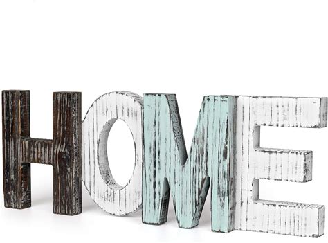 Buy Flexzion Rustic Wooden Block Home Sign Cutout Letters Weathered