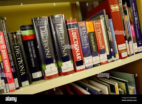 Dictionaries On College Library Bookshelf Stock Photo Alamy