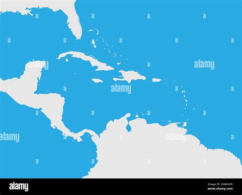 Map Of Caribbean Region And Central America Grey Land Silhouette And
