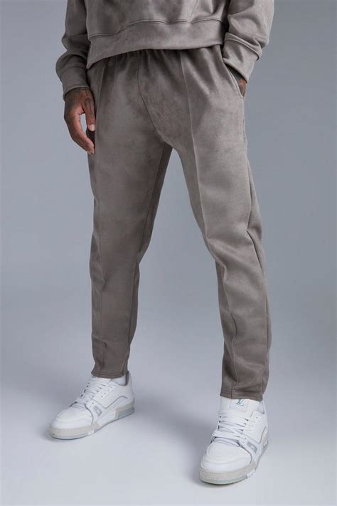 men s tapered sueded scuba cropped jogger boohoo uk