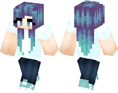 Cool Bluepurple Hair Girl Casual Minecraft Skin Minecraft Hub