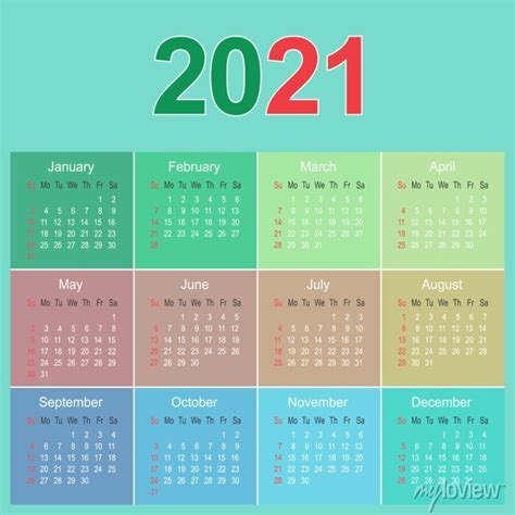 2021 Year Calendar Simple And Clean Planner Template Canvas Prints For