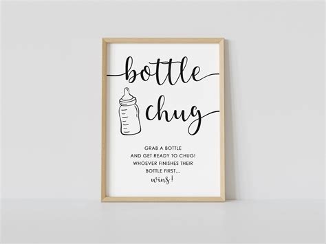 Bottle Chug Sign Game Minimalist Baby Shower Baby Bottle Etsy In 2022