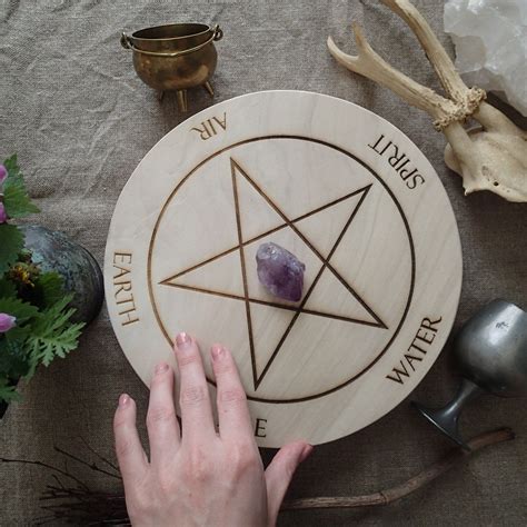 Witchcraft Pentacle Board Five Elements Wooden Altar Decor Etsy