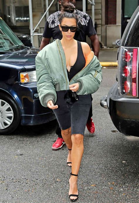 kim kardashian west wears cutoff bermuda shorts in n y c
