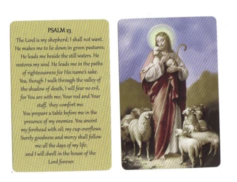Psalm 23 Verse With Jesus And Lambs Laminated Catholic Prayer Cards