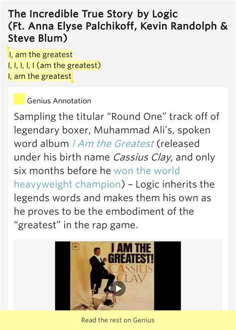 I, am the greatest / I, I, I, I, I (am the greatest) / I, am the greatest - The Incredible True 