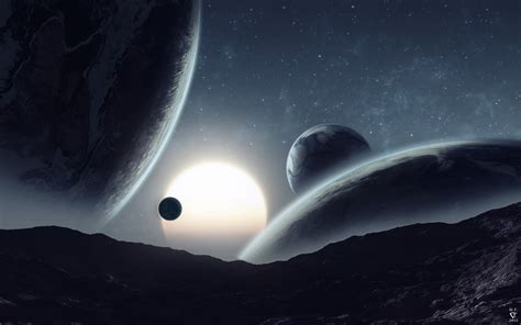 Outer Space Planets Digital Art Science Fiction Sanctuary 1920x1200
