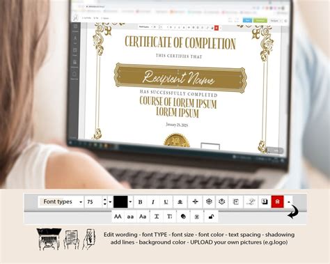 Editable Certificate Of Completion Beauty Training Gold Etsy