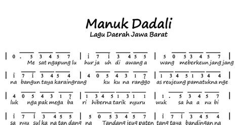 Dapatkan lirik lagu lain oleh lagu daerah di kapanlagi.com Not Angka Lagu Manuk Dadali - Lagu Daerah Jawa Barat ...
