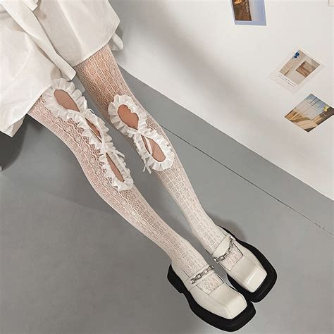 jual ruffled cutout lace stockings 8066 shopee indonesia