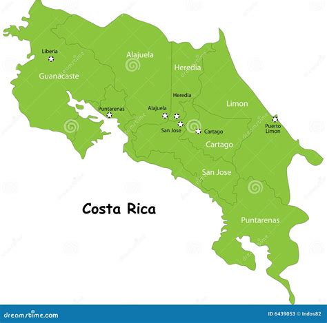 Costa Rica Map Vector Illustration 6438804