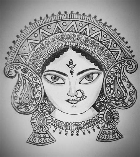 Durga Goddessdurga Art Sketches Pencil Sketch Art Durga Goddess