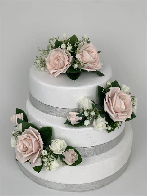 Wedding Flowers Ivory And Burgandy Roses Cake 3 Tier Topper Wedding Home