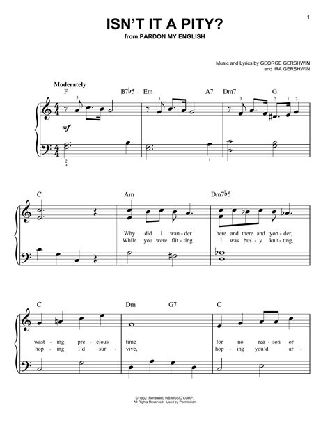 George Gershwin Isn T It A Pity Sheet Music And Printable PDF Music