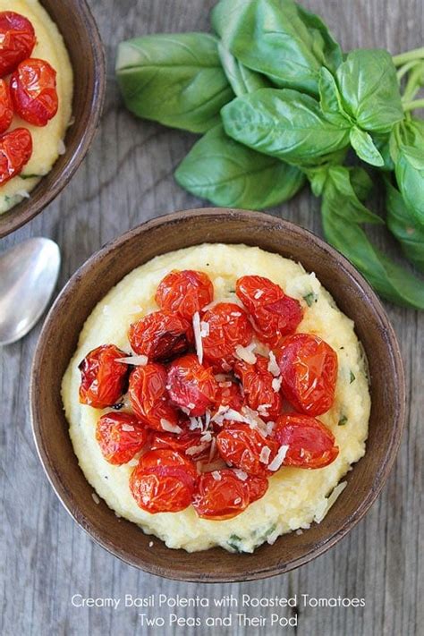 Creamy Basil Polenta With Roasted Tomatoes Polenta Recipe
