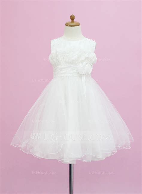 A Lineprincess Scoop Neck Tea Length Tulle Flower Girl Dress With