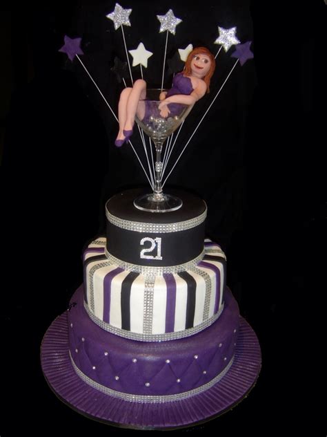 All about party decor, party supplies, favor, cake, and etc. Bling Martini Glass 21St Birthday Cake - CakeCentral.com