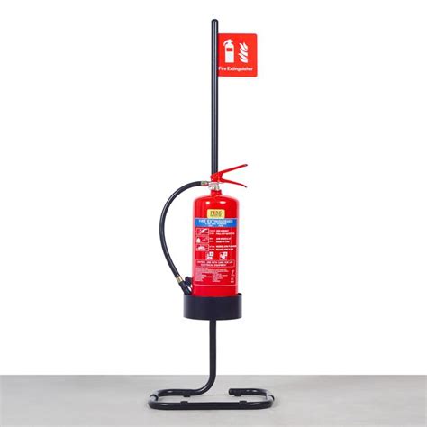 A convenient handle is molded into the base. Extinguisher Stand with Signage Singapore | Fire Safety SG
