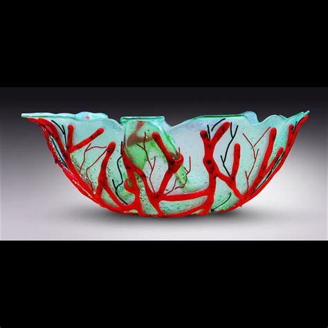 Coral Bowl By Kiln Glass Artist Larry Pile Kessler Craftsman Slumped Glass Fused Glass Plates