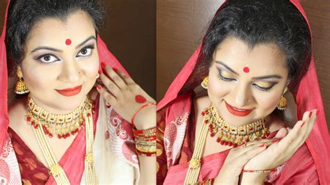 Durga Puja Makeup Festive Makeup Look দুর্গা পুজার সাজ Youtube