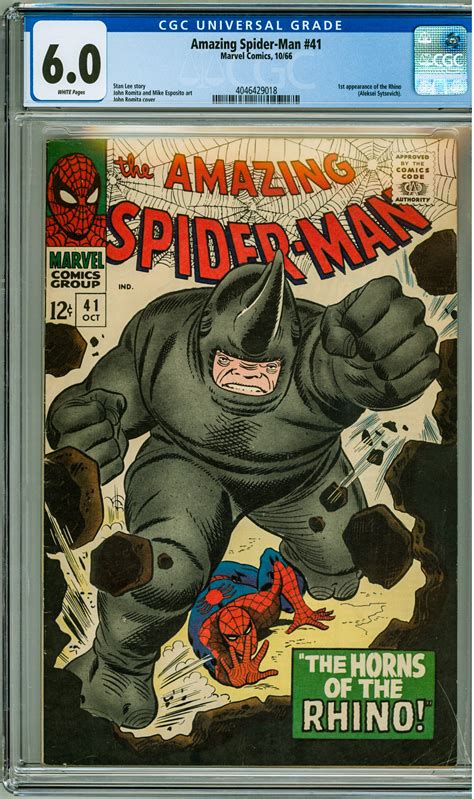The Amazing Spider Man 41 1966 Cgc 60 1st Appearance Of The Rhino