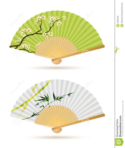 Deux Ventilateurs Se Pliants Japonais Illustration De Vecteur Illustration Du Méditation Lame