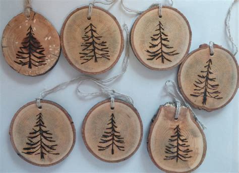 Wood Burned Wood Slice Ornaments Handmade And Hand Wood Etsy Wood