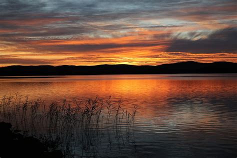 Hd Wallpaper Sunset Lapland Njallejaur Sweden Lake Reflection