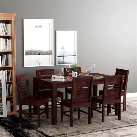 Kendalwood™ Furniture Sheesham Wood Dining Table 57×35 With 6 Chairs