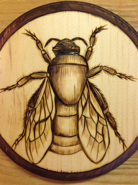 bee pyrography on wood by monica moody wood burning crafts wood burning patterns stencil