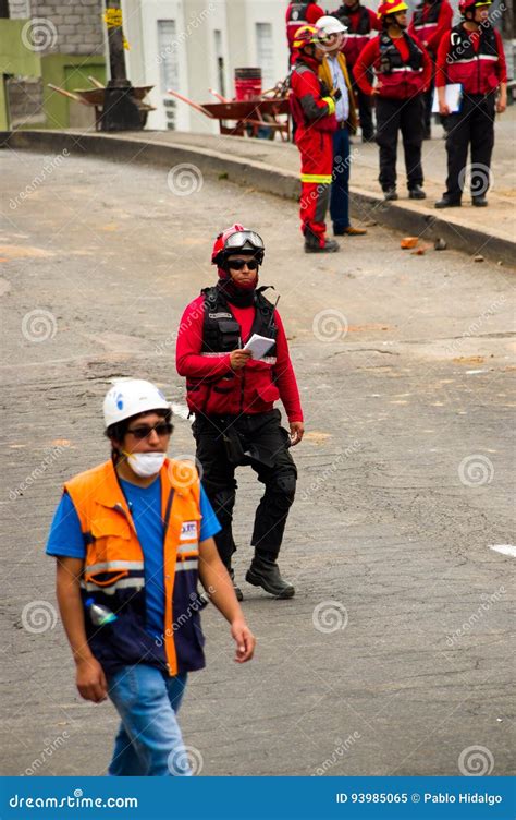 Firefighter Walking On Extended Ladder Of Firetrucks During The