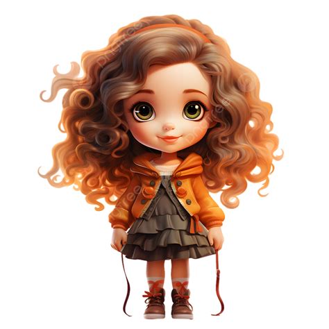 cartoon three dimensional 3d curly girl character model decorative pattern cutout girl doll