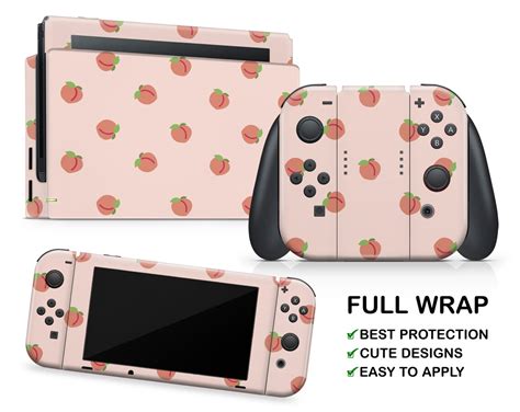 Coral Pink Peach Pattern Nintendo Switch Vinyl Skin Fruits Etsy