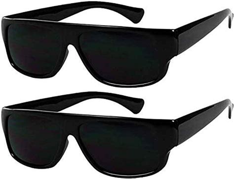 Basik Eyewear Og Flat Top Eazy E Shades Wsuper Dark Lens Gangster Sunglasses 2 Pack Black