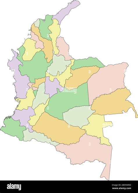 Colombia Mapa Político Altamente Detallado Y Editable Imagen Vector