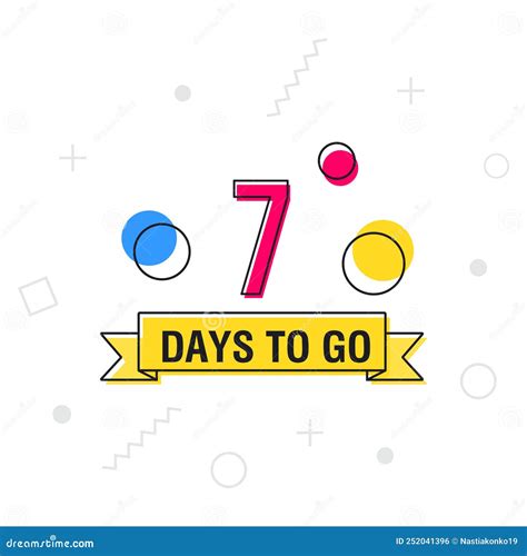 7 Days To Go Last Countdown Icon on Geometric Memphis Style. Vector