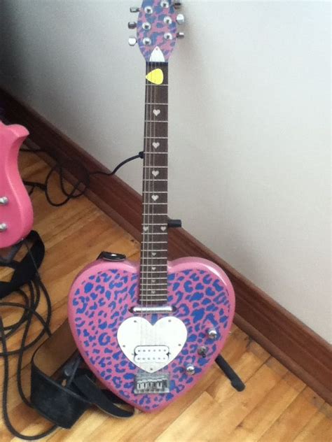 Pink Leopard Heart Shaped Electric Guitar Music Guitar Cool Guitar Cash Money Guitar